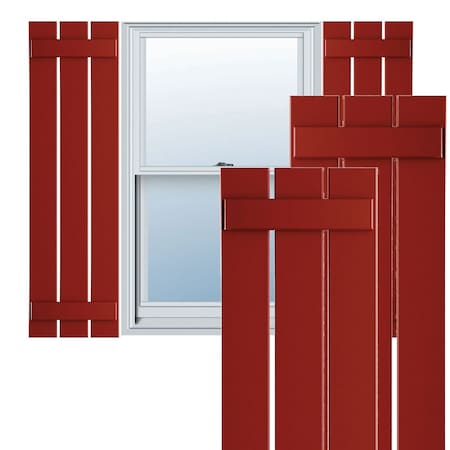 True Fit PVC Three Board Spaced Board-n-Batten Shutters, Fire Red , 17 1/8W X 45H